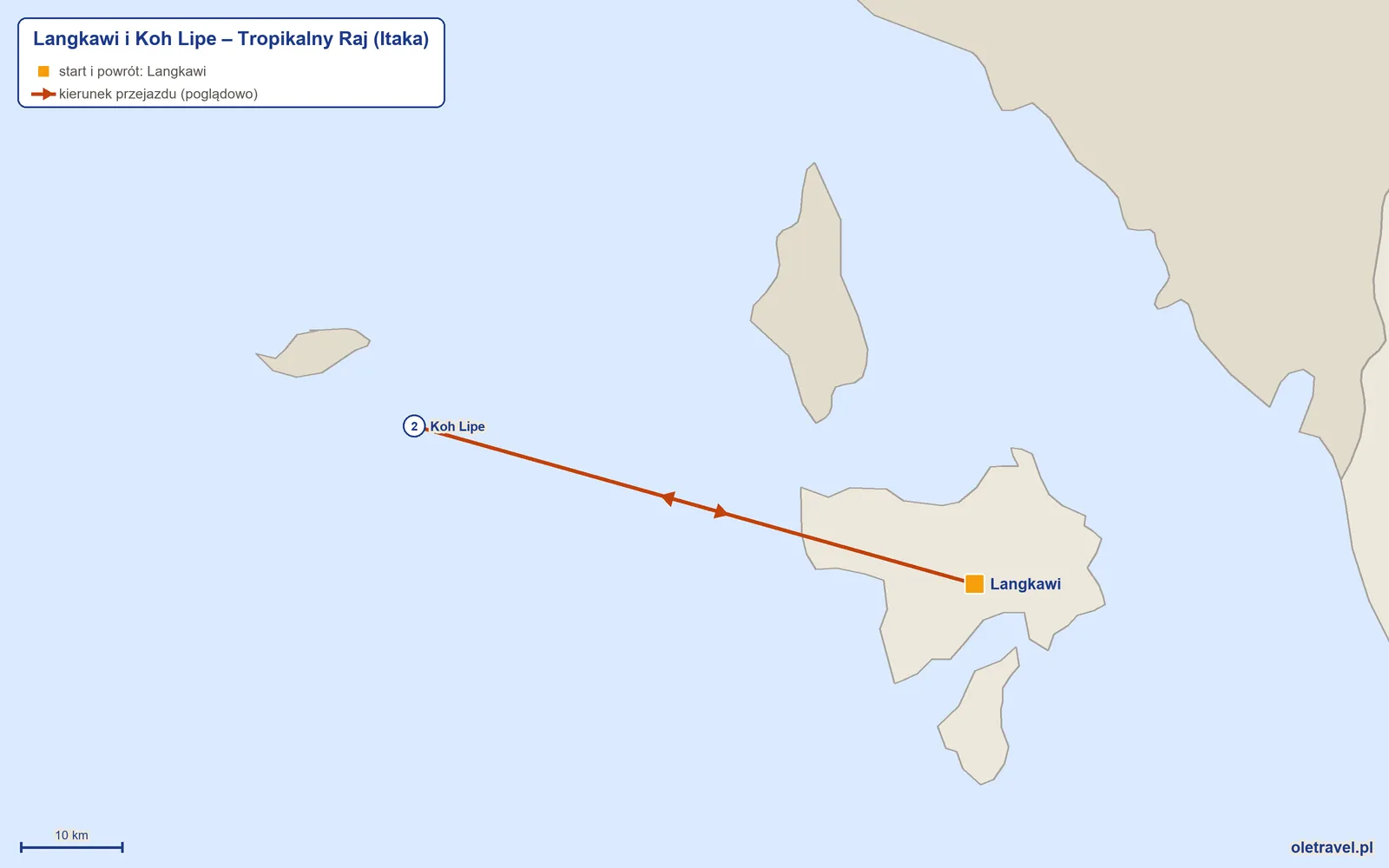 Mapa trasy wycieczki „Langkawi i Koh Lipe – Tropikalny Raj” z Itaką: Langkawi – Koh Lipe – Langkawi
